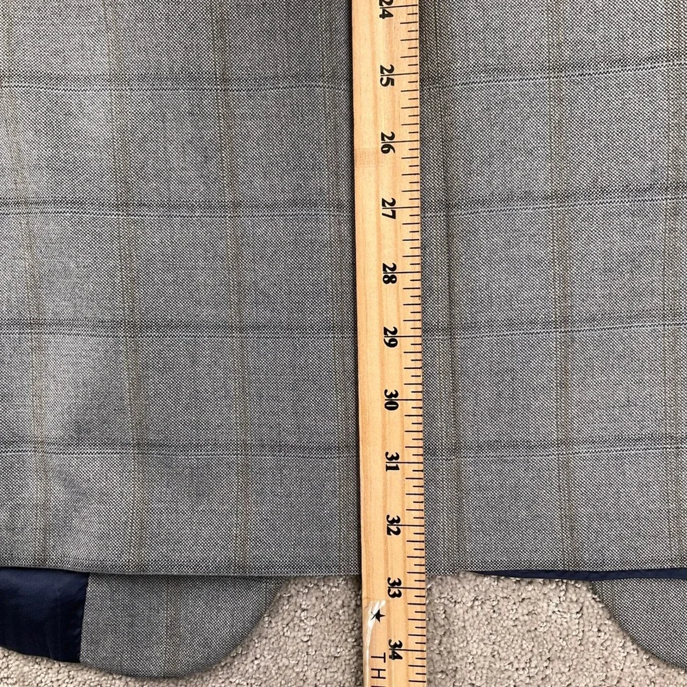 Brooks Brothers‎ 346 Blazer Mens 44L Gray Tan Windowpane Plaid Sport Coat Jacket